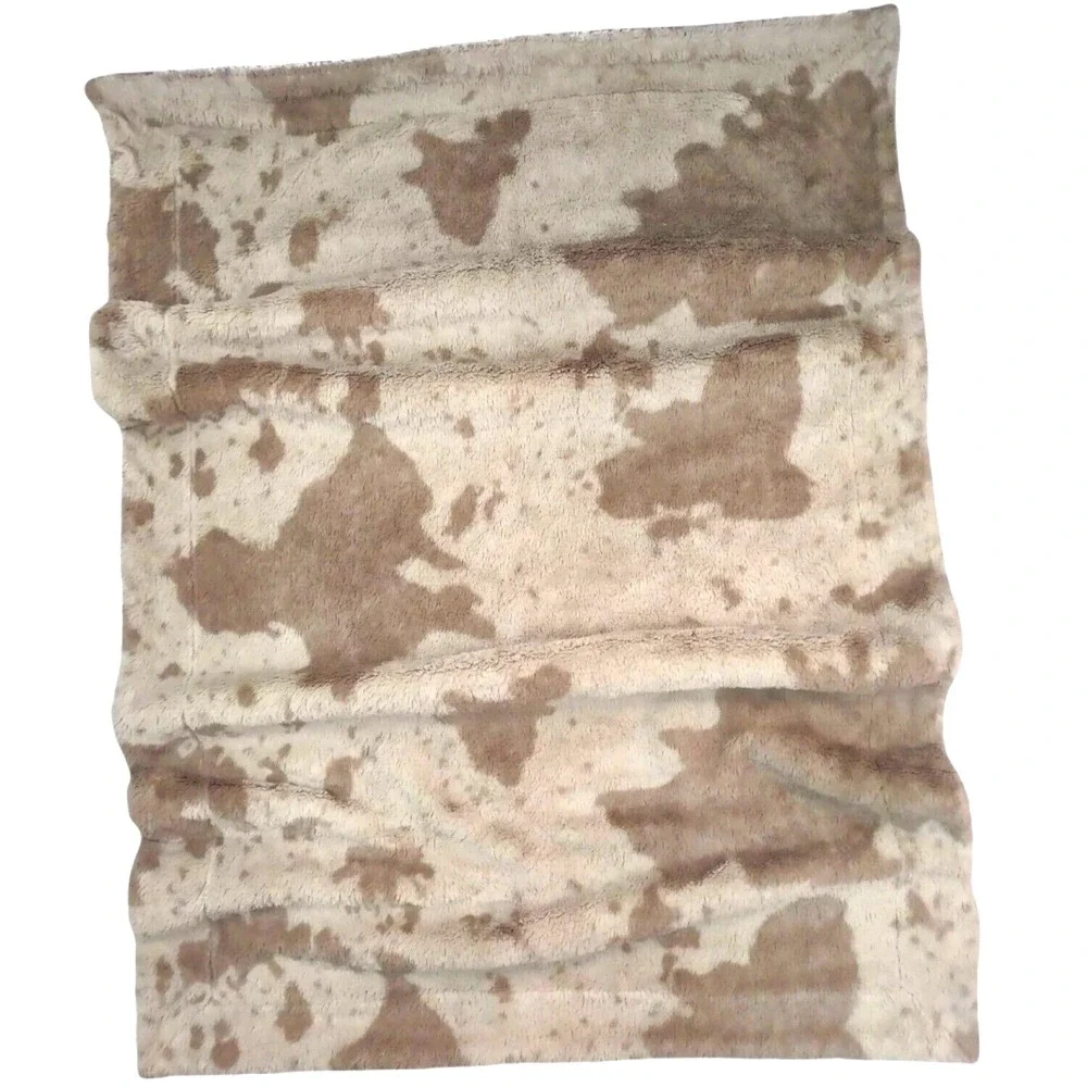 Little Miracles Brown COW‎ Baby Blanket Plush Costco htf Beige Tan Sherpa Cream